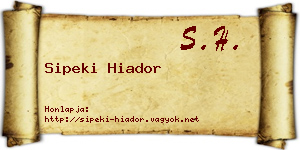 Sipeki Hiador névjegykártya